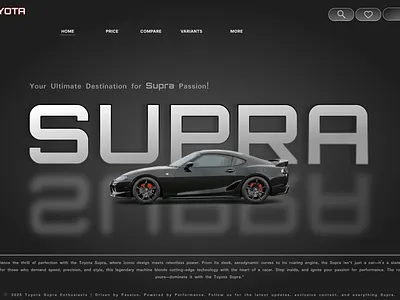 Toyota Supra - Website Design Idea 3d branding cars design figma graphic design logo toyota ui web designer