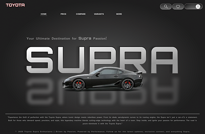 Toyota Supra - Website Design Idea 3d branding cars design figma graphic design logo toyota ui web designer