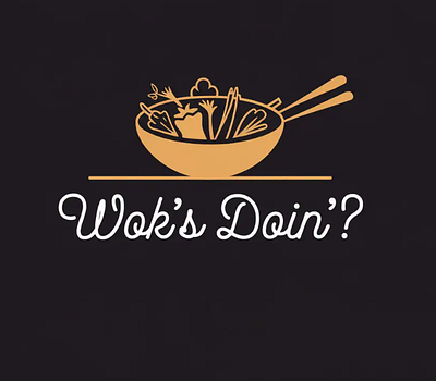 Wok's Doin'? - A Playful Culinary Logo branding creative logo culinary logo custom logo eye catching. graphic design logo designer minimalistic logo restaurent logo