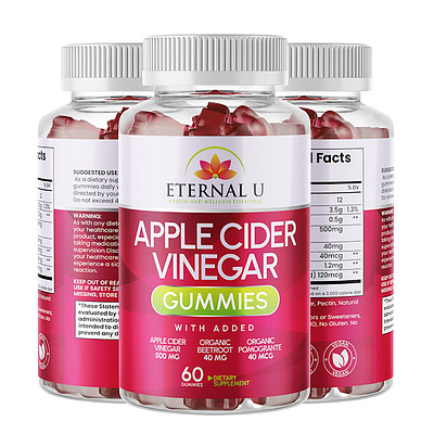 Apple Cider Vinegar Gummies packaging 3d apple cider gummies mockup packaging product design vinegar vitamins