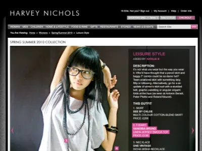 Concept for Harvey Nichols 'social shopping' ecommerce fashion retail