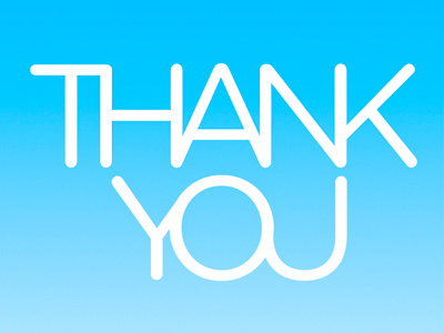 Thank You Card blue gradient rounded typography