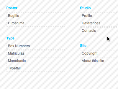Playout Sitemap animated background blue grey interaction menu navigation sitemap ui white