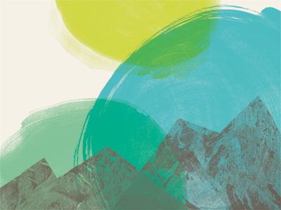 Mountains halftone illustration mountains paint print texture