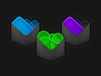 Crazy Box Containers blue box green icon purple shapes vibrant