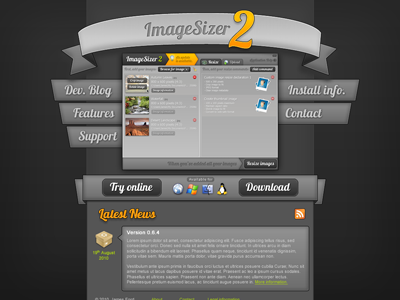 Dedicated website design for ImageSizer 2 imagesizer website design