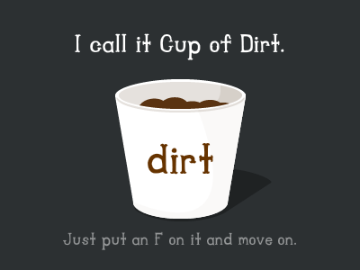 Dirt clumsy cup dirt