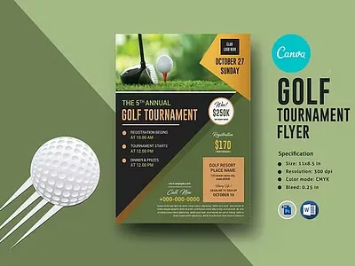 Golf Tournament Flyer . canva flyer championship charity golf clean competition game golf club golf competition golf course golf cup golf tournament golf tournament flyer green minimal ms word multipurpose photoshop template poster tournament