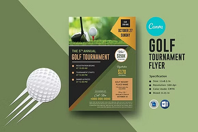 Golf Tournament Flyer . canva flyer championship charity golf clean competition game golf club golf competition golf course golf cup golf tournament golf tournament flyer green minimal ms word multipurpose photoshop template poster tournament