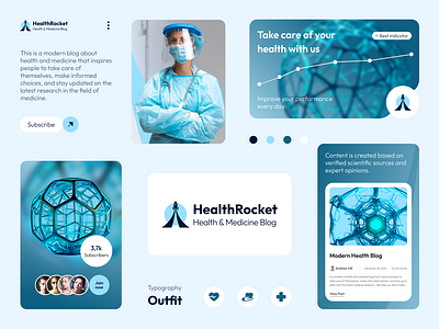 Health Rocket Identity🚀 blue branding clean logo health logo logo design medical logo medicine medtech rocket ui