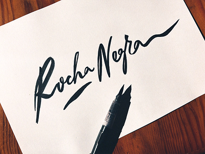 Rocha Negra _signature art authentic brush brushlettering calligraphy custom design flow fun ink japan lettering logo portugal process script sketch surf type unique