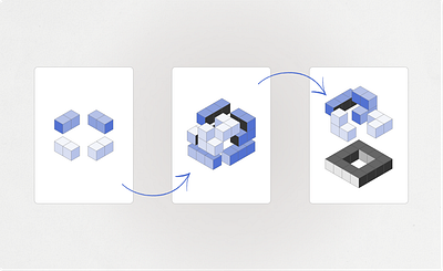 Low-Medium-High Complexity complexity cubes geometric graphic design isometric journey