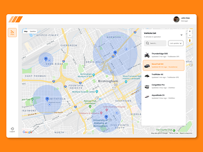 Fleet management dashboard dashboard fleet fleet management fleet management dashboard geofence geofencing google maps gps gps track logistics maps orange routes tracking ui web design