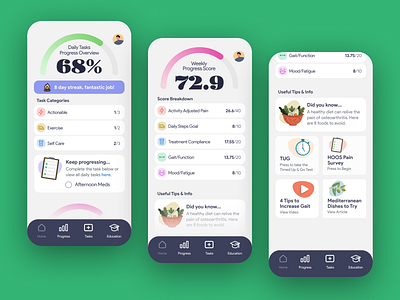 Osteoarthritis App: Home Screen app app design design health care iphone x mobile osteoarthritis ui ux