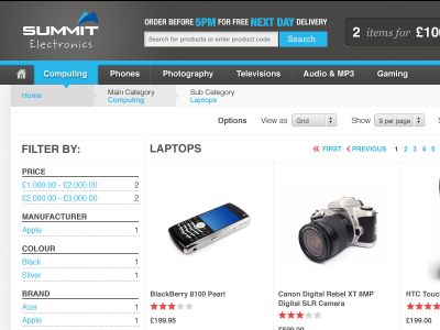 Category page mock for our eCP demo ecommerce retail