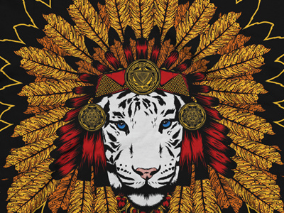 DBH 10,000 Close Up black dbh design by humans gold headdress illustration illustrator orange red tiger white