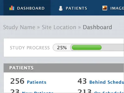Dashboard CS app blue breadcrumbs dashboard navigation progress