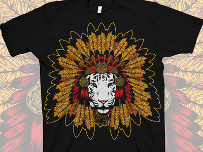 DBH 10,000 black dbh design by humans gold headdress illustration illustrator orange red tiger white