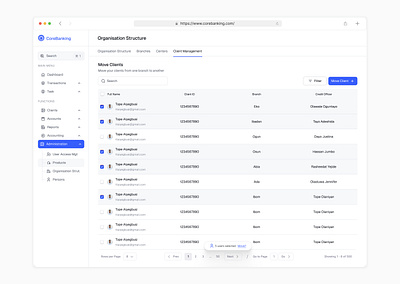 Move Clients - Core Banking Application. design fintech ui ui design ux ux design