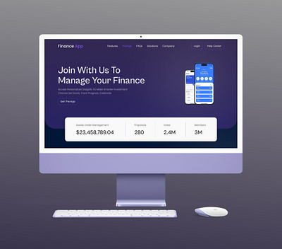 Finance mobile app landing page ui