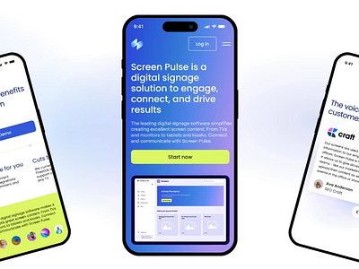 Landing page for the Screen Pulse startup cleandesign digitalsignage graphic design innovativedesign landing page logo marketing page marketingdesign startup startuplandingpage techdesign techstartup ui