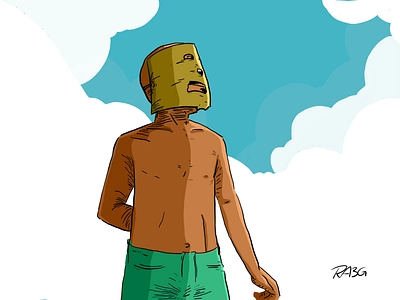 Mask boy comics illustration