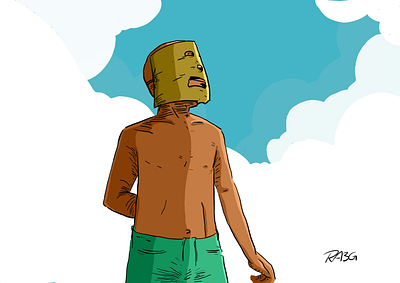 Mask boy comics illustration