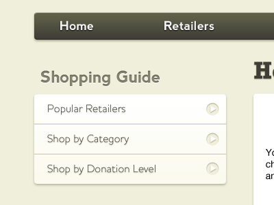 Shopping Guide brown navigation panel tan