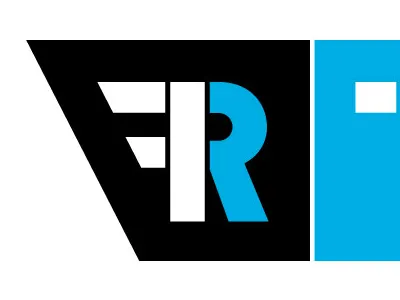 FR athletic black blue branding f logo mark r typography