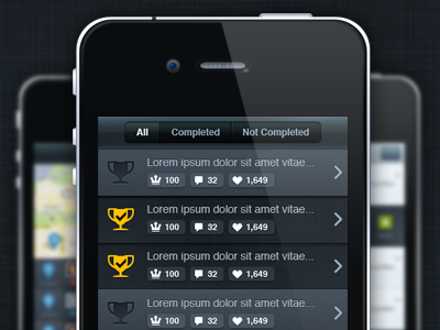 Secret Trophy blue dark interface iphone secret trophy ui