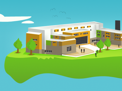 Weremere green header illustration school sky website