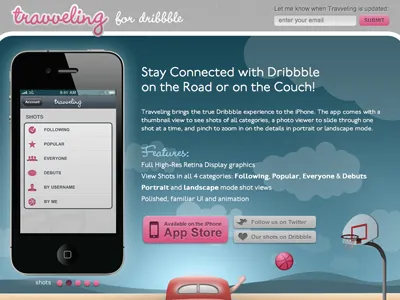 Travveling - Landing Page 2 dribbble ios iphone travveling