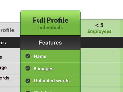 WIP plan comparrison green grey myriad pro signup