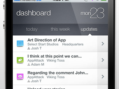 Headquarters basecamp iphone ui