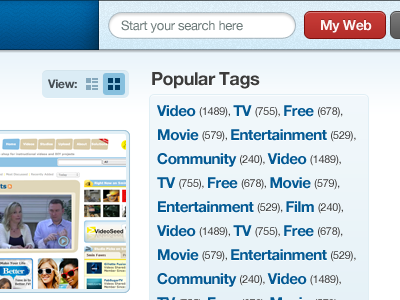 Search Tags Grid View Booyah blue red search ui web