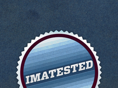 Imatested badge blue paper red seal texture