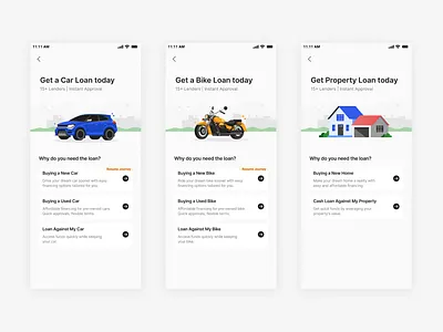 Get a Loan bike bike loan car car loan design figma fintech home home loan lending loan phonepe product design ux vector