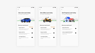 Get a Loan bike bike loan car car loan design figma fintech home home loan lending loan phonepe product design ux vector