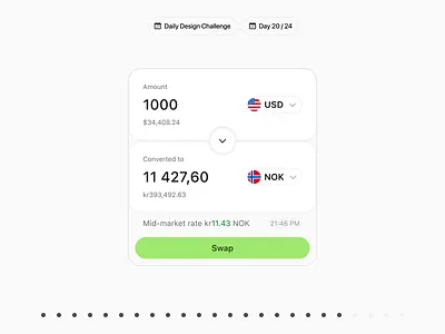 🤑 Currency Converter Widget for iOS | Daily Design Challenge converter currency design challenge design concept ios money ui ux widget