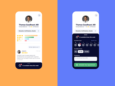 Telehealth App: Quick Schedule app app design booking design iphone x mobile scheduling telehealth ui ux