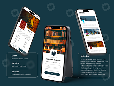 BookHive - Books Showcase Mobile App animation branding graphic design logo motion graphics ui