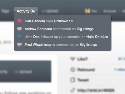 Activity Dropdown activity dribbble dropdown interface menu navigation suckerfish ui
