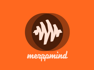 Mezzomind Logomark brain branding logo orange script venn wave