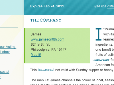 The Company [Redacted] arial drop cap museo slab radials