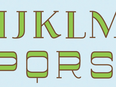 IJKLMPQRS blue green inverted stress slab serif typography