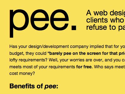 Pee clients css sarcasm satire