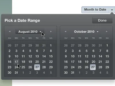 Date Picker calendar dark date datepicker month range