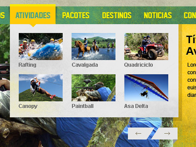 Trip Adventure dropdown menu ui web