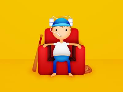 Couch Potato baseball bat beer cartoon couch couch potato glove illustration potato softball