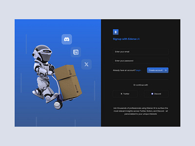 Edenar.AI User Authentication Dark Mode 3d animation graphic design motion graphics ui